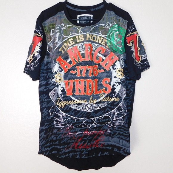 Denim Distillery Tee Shirt Adult 2XL Heritage America Vandals Graphic 1776 Logo - Picture 1 of 10